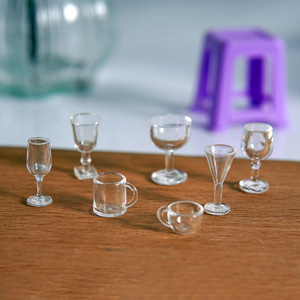 1:12 Miniature Stem Glass Dollhouse Kitchenware Container Miniature Food Toy Cup Miniature Red Wine Glass Small Cup - Product Image 1