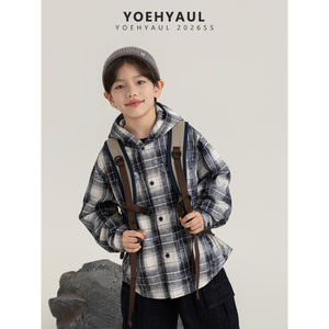 <span class=keywords><strong>Chemise</strong></span> à manches longues à capuche YOEHYAUL QG3319 pour adolescents, garçons, printemps, à <span class=keywords><strong>carreaux</strong></span>, pour adolescents, garçons, tout-petits - Product Image 1