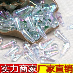 Perles acryliques transparentes couleur AB en forme de goutte d'eau 8x20mm pour la fabrication de bijoux, perles en vrac irisées, pendentif en plastique - Product Image 4