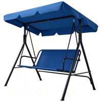 Fauteuil balançoire d'extérieur personnalisé 3 places avec structure en acier en A, banc coulissant de jardin avec plateau latéral