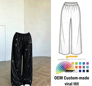 CJ- <span class=keywords><strong>Pantaloni</strong></span> da <span class=keywords><strong>Donna</strong></span> con Paillettes Lucide, Vita Elastica, Gamba Dritta, Casual e Traspiranti, <span class=keywords><strong>Pantaloni</strong></span> Glitterati per Signore - Product Image 1