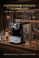 Machine à glace pilée HONEYICE 2-en-1 avec mini-compresseur, production 20-30kg/jour, OEM/ODM, usage domestique, classe d'efficacité énergétique CE