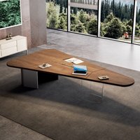 Table de conférence modulaire en forme de bateau, surface en bois grainé, bureau de réunion pour 8 à 14 personnes, salle de conférence d'affaires