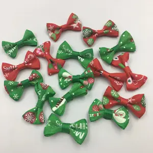 מכירה לוהטת מוצרי מודפס צבעוני חג המולד סרט בעבודת יד מיני מבהיקי חבילת מתנת קשת עניבת עבור חג המולד