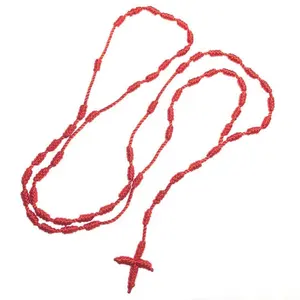 Bán Hot Hỗn Hợp Màu Sắc Tôn Giáo Mân Côi Rope Necklace, Công Giáo Dây Dệt Kim Knot Mân Côi, Dây Mân Côi
