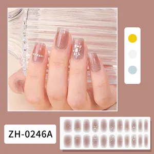 2023 New Gel Nail Sticker Com Uv Gel Nail Wraps Gel Strip Nail Stickers Semi Cured Atacado