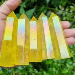 คริสตัลโฮล่า ควอตซ์สีเหลืองออร่าขัดเงา รูปทรงหอคอย ขนาด 5-9 ซม. ของตกแต่งบ้าน สำนักงาน ห้องนอน ตามหลักฮวงจุ้ย เสริมสิริมงคล สร้างบรรยากาศผ่อนคลาย ตามเทรนด์แฟชั่น - Product Image 1