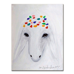 M.Kadishman Artist's Handpainted Modern White <strong>Sheep</strong> Oil <strong>Painting</strong> on Canvas Large Abstract <strong>Sheep</strong> Head Animal Poster Wall Decor - Product Image 1