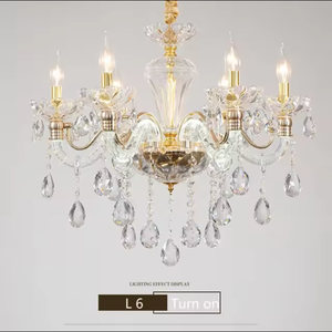 โคมไฟระย้าคริสตัลสีทอง LED ทรงกลม ขั้วหลอด E14 สำหรับห้องนั่งเล่น สไตล์ยุโรป - Product Image 5