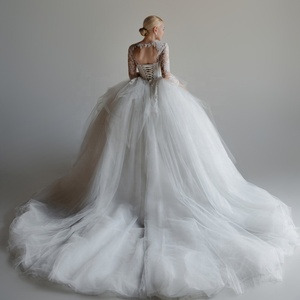 Vestido de Novia Moderno Estilo Francés para Bodas Reales, Antiestático, de Encaje, Largo hasta el Suelo, Corte en A, con Mangas Largas y Cola <span class=keywords><strong>Catedral</strong></span> - Product Image 6