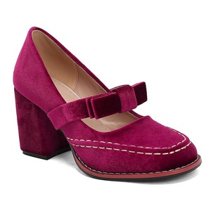 Escarpins à talon carré avec bride à nœud, bordure contrastante cousue main, bout rond, talon épais, style vintage, pour femme, chaussures de cérémonie, livraison directe - Product Image 1