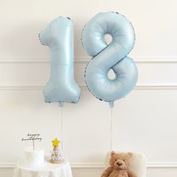 Harga pabrik 32 inci Retro biru fitur Digital balon Foil cocok untuk berbagai dekorasi latar belakang pesta ulang tahun liburan