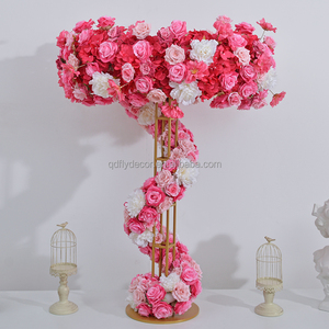 Wholesale Wedding Decor Flower Ball With Stand White Red Wedding Centerpieces on Table Flower Runner With Flower Garland - Product Image 4