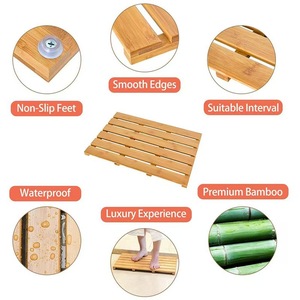 Alfombra antideslizante de madera para baño con diseño de drenaje hueco, adecuada para uso doméstico y comercial, ideal para zonas de ducha. - Product Image 1