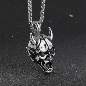 Collier Pendentif Crâne Démon Horned Gothique en Acier Inoxydable Horus, Bijou Hip Hop pour Homme - Product Image 1