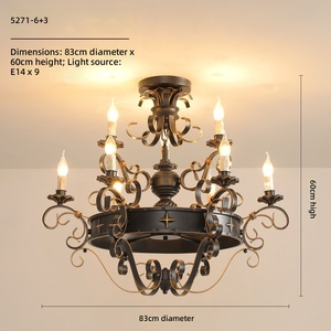 Lámpara <span class=keywords><strong>de</strong></span> Techo Estilo Americano Retro para Sala <span class=keywords><strong>de</strong></span> Estar, <span class=keywords><strong>Escalera</strong></span> con Techo Alto, Estilo Clásico <span class=keywords><strong>de</strong></span> Castillo Antiguo, Instalación para Proyectos - Product Image 2