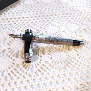 189 Logotipo de estrella oriental grabado símbolos masónicos estilo antiguo pluma estilográfica de metal masónico pesado negro con caja de regalo - Product Image 4