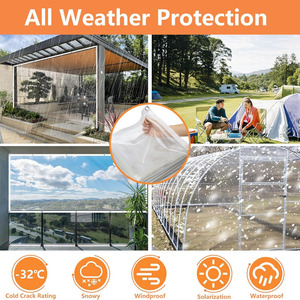 Bâche en PVC vinyle transparente résistante, imperméable et anti-UV <span class=keywords><strong>pour</strong></span> terrasse - Product Image 2