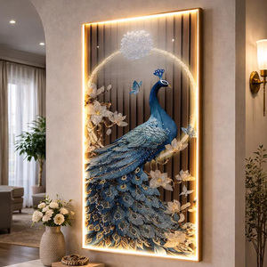 Décoration Murale LED Peinture sur Verre Style Artistique de Luxe Animal Unique Verre Trempé Cadeau Art Mural Peinture Décorative Porcelaine Cristalline - Product Image 1