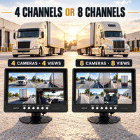 4 veya 8 Kanallı Kamyon Kamera Sistemi, Mobil DVR, Bölünmüş Ekran Monitörü, GPS, WiFi, 4G Seçenekleriyle Otobüs ve Filo Video Kaydı için
