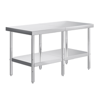 Table de travail commerciale en acier inoxydable à 2 niveaux, table de laboratoire pour restaurant et atelier