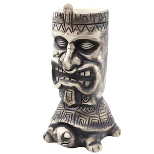Personalizado directo de fábrica diseño personalizado hecho a mano porcelana hawaiana temática barware cerámica Tiki en tortuga Shell Tiki taza