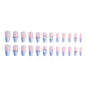 <span class=keywords><strong>Uñas</strong></span> Postizas de Estilo Francés a la Moda, 24 Piezas, Forma Ataúd Mediana <span class=keywords><strong>con</strong></span> Corazón 3D y Cristal, <span class=keywords><strong>Uñas</strong></span> Reutilizables <span class=keywords><strong>con</strong></span> Pegamento - Product Image 5