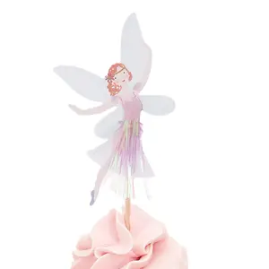 Confezione da 12 Flower Fairy Festive Birthday Cake Decorating prodotti da forno Flag Cake Inserts