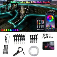 Bande led universelle pour intérieur de voiture 4 5 6 en 1 RGBW fil à fibre optique lumière ambiante téléphone APP contrôle musique led lampe d'ambiance