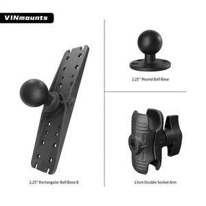 Large Marine Electronics Mount Base Mount with Double <b>Socket</b> Arm Compatible with Lowrance,Garmin,Humminbird Fishfinder - Product Image 3