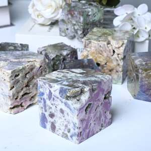 Cubo de cristal de esfalerita natural con revestimiento Aura Crystalhola al por mayor, tallado de moda, regalos de decoración para el hogar, seguro - Product Image 4