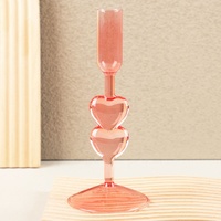 Porte-bougie conique en verre borosilicate de haute qualité, motif cœur et étoile, coloré, résistant à la chaleur, pour décoration de table de mariage et de maison