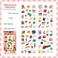 Vente directe d'usine, autocollants pour coque de téléphone en PET imperméables, autocollants décoratifs à motifs de dessins animés, six motifs thématiques