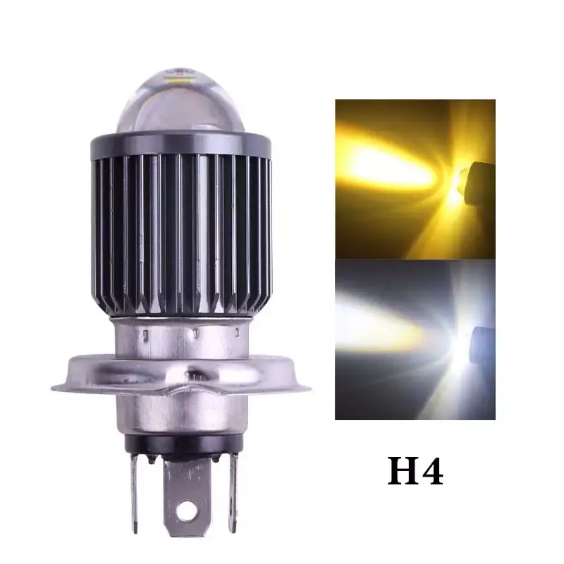 Factory Price LED Motorcycle Headlight Bulb Projector Lens 3000k Low Beam 6500k high beam Dual Color Bulb for Motorbike Headlamp