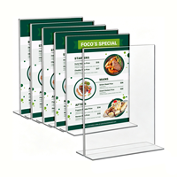Soporte de Acrílico Transparente Deslizable y Ecológico para Carteles de Mesa, Soporte de Menú en Forma de T para Escritorio, Soporte para Tarjetas de Precios de Restaurante, Publicidad