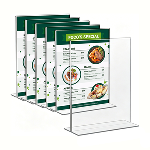 Espositore da Tavolo Scorrevole in Acrilico Trasparente Ecologico Portatile a Forma di T per Menu, Cartelli Prezzi e Pubblicità per Ristoranti - Product Image 3