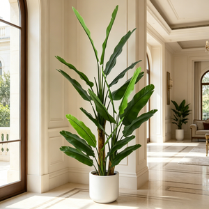 OH ARTS Palmier du voyageur artificiel réaliste, Plante artificielle Oiseau de paradis en pot pour la décoration moderne de la maison et du bureau - Résistant aux UV - Product Image 3