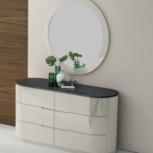 Nouvelle Arrivée Commode Moderne Blanche en Bois avec 5 Tiroirs et Plateau Ovale Brillant pour Rangement de Chambre et Utilisation dans le Salon - Product Image 4