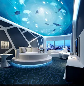 ZHIHAI fish ocean hd UV print modern interior decoration material for hotel 3d stretch ceiling