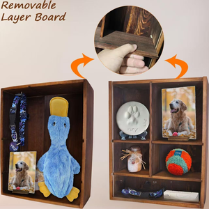 אגרטל עץ מודרני מלבני ועמיד לחיות מחמד, מסגרת לתמונה, מתנה זיכרון בעבודת יד לכלב ולחתול, לאפר שריפה. - Product Image 2