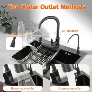 Lavello da <span class=keywords><strong>cucina</strong></span> NEXGRAND nero 50x45cm con rubinetto estraibile e accessori multipli in acciaio inossidabile per cucine - Product Image 6