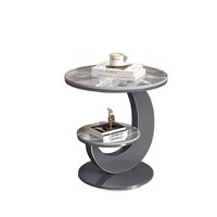 Table d'appoint ronde à double niveau de luxe léger, petite table basse moderne avec structure métallique, multifonctionnelle pour salon et balcon