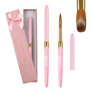 BQAN 2023 Private Label Gold Ferrule Manicure Tool Pink Nail Art Sable Hair Drawing Painting Brushes 100% Kolinsky Acrylic Brush