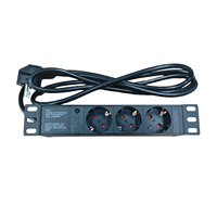 Bloc multiprises électrique 16A 1U 10 pouces 3 prises type Schuko allemand/européen CEE 7/3 DIN 49440 avec voyant lumineux d'alimentation