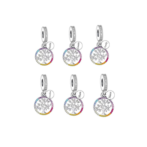 พอดีเดิมยี่ห้อเสน่ห์สร้อยข้อมือ925เงินสเตอร์ลิงต้นไม้ชีวิตสีรุ้งเพทายครอบครัวลูกปัดสำหรับผู้หญิงเครื่องประดับทำ - Product Image 1