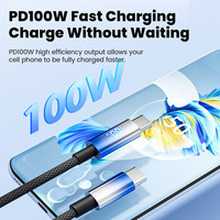 Câble USB-C vers USB-C de haute qualité avec écran LED, 1,2 m, adaptateur chargeur USB 100 W, gaine de protection tressée pour iPhone 16 et MacBook