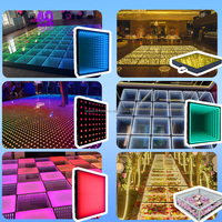 LEDA Custom Flower Row Sandwich Glass Stage Dance Floor LED Light up Clear Glass Wedding Stage