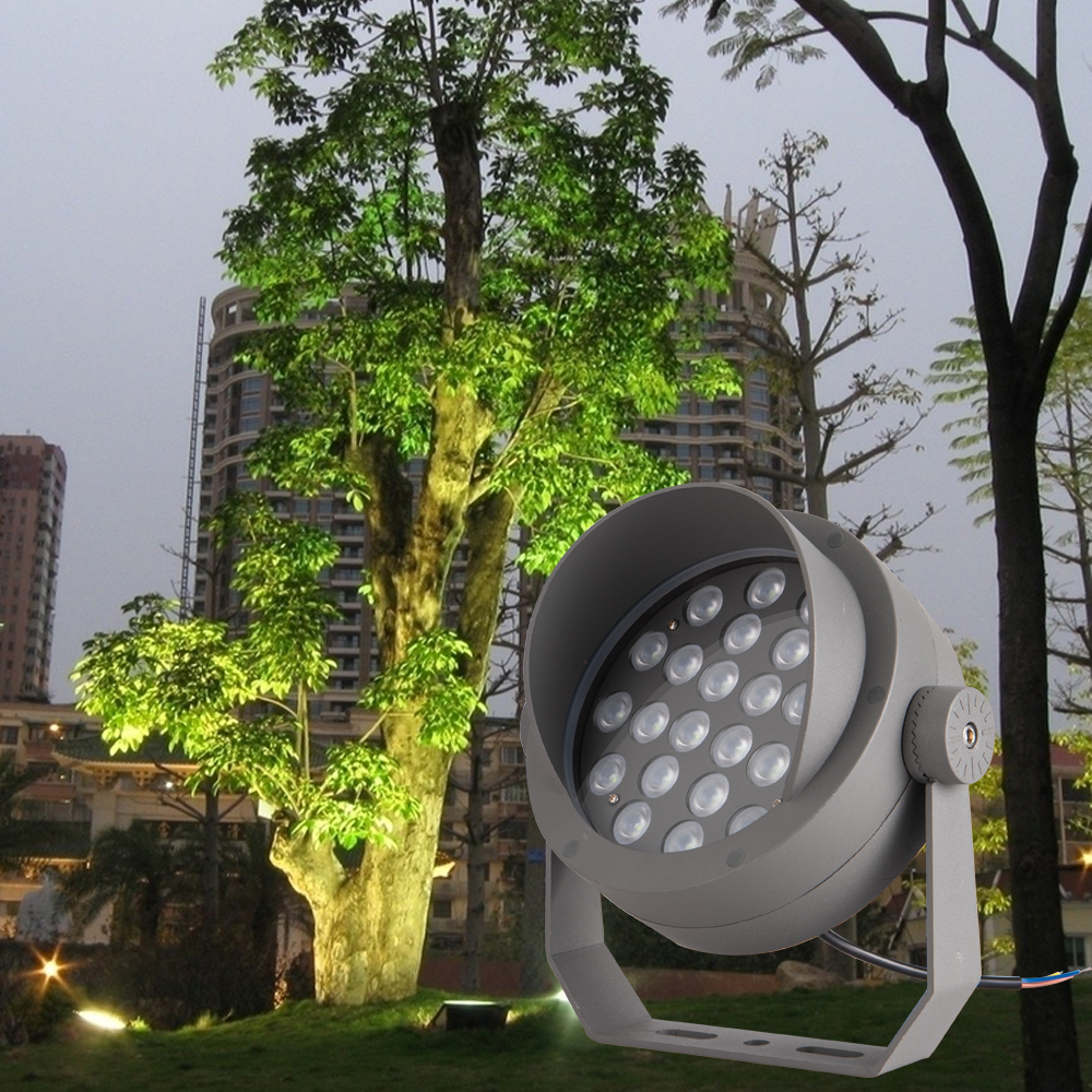 24W LED Narrow Beam Spotlight (5-60 Adjustable) IP67 Waterproof Long Range Flood Light for Landscape with 3-Year Warranty