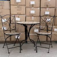 Mobilier d'extérieur pliable en métal et fer ensemble de bistro pour patio table et chaise en mosaïque ensemble de table à manger 2 places