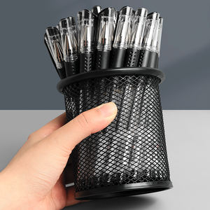 HUAJIE H099 pena Metal hitam pemegang dengan Logo kustom pilihan untuk alat tulis kantor penggunaan bisnis dan Desktop kalender penyimpanan - Product Image 4